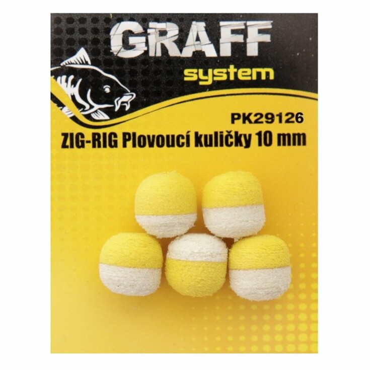 Graff: Zig-Rig Plovoucí kuličky 10mm Žlutá/Bílá