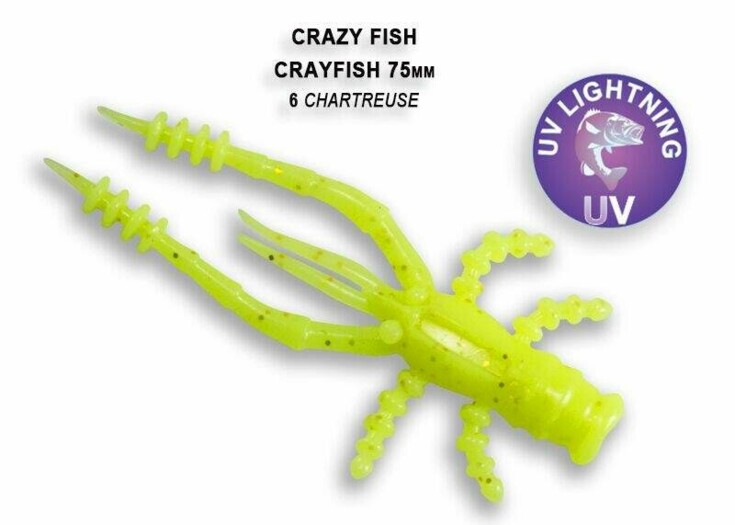 Cray Fish 7,5cm barva 6 Chartreuse balení 7 kusů