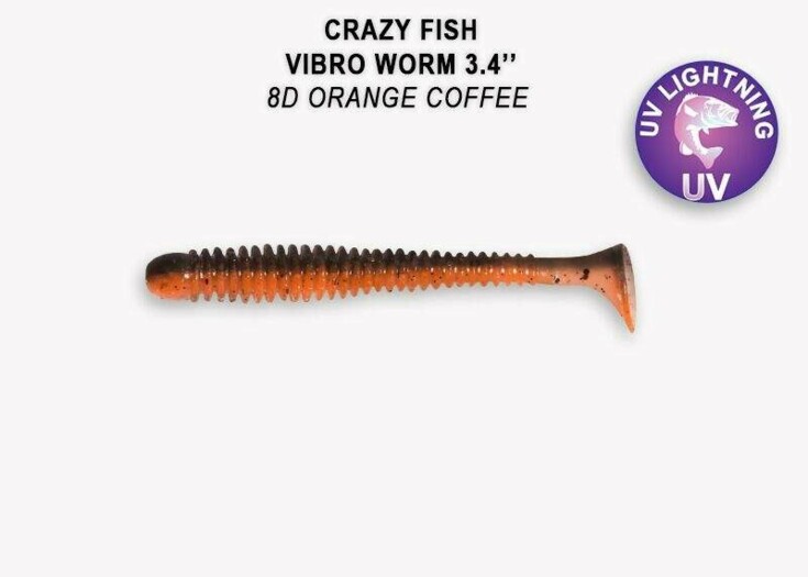 Vibro Worm 8,5 cm barva 8D orange coffe floating