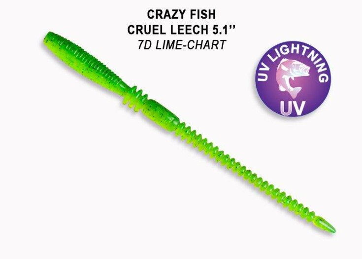 Cruel Leech 130 mm 7D lime chart balení 6ks