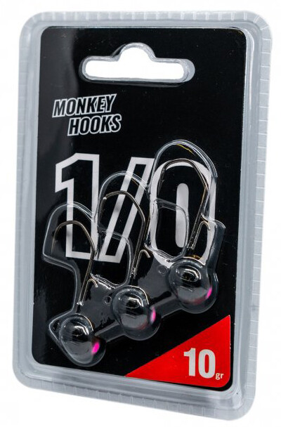 Monkey Lures Jigová hlavička MNKY 1/0 Black-Pink 3ks