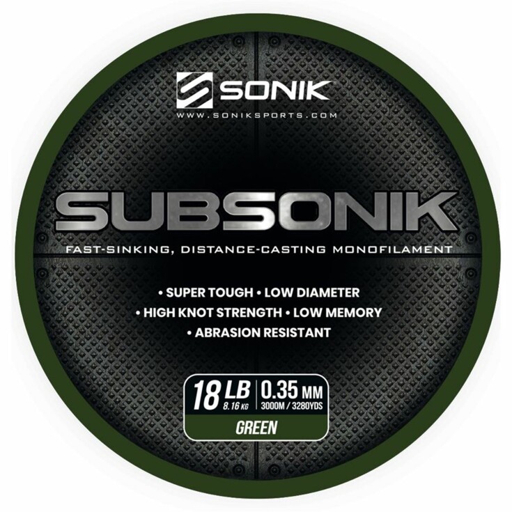 Sonik: Vlasec Subsonik Green 0,35mm 18lb 3000m